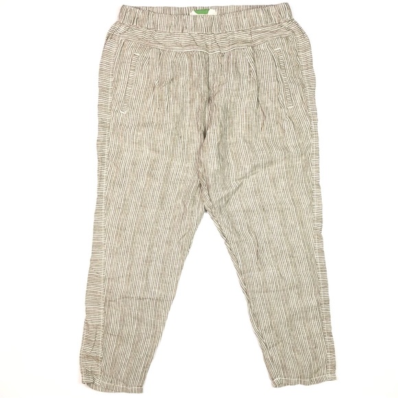 Anthropologie 100% Linen Loose Fit Striped Pants Women’s Size Medium - Picture 1 of 7